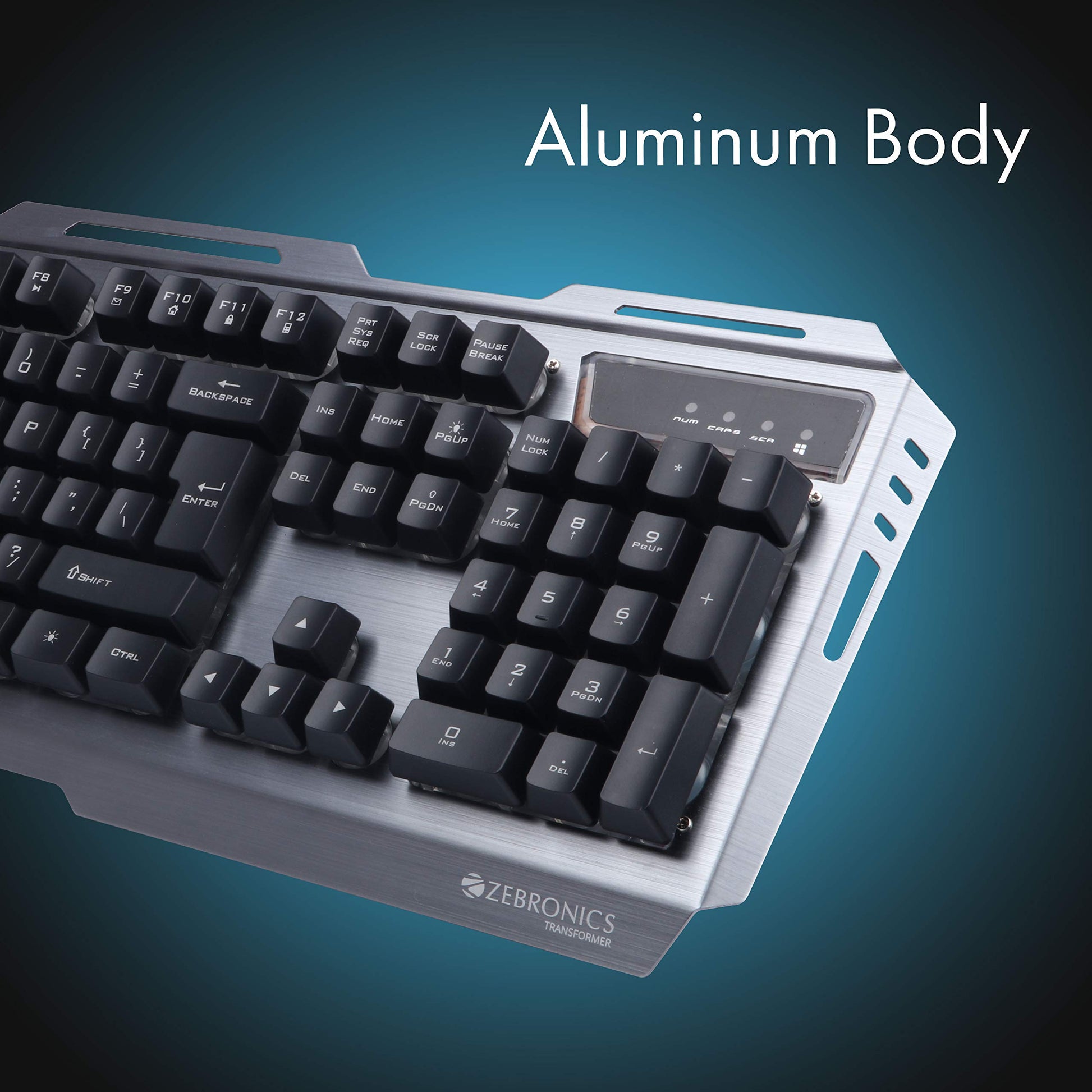 ZEBRONICS Transformer-k USB Gaming Keyboard with Multicolor LED Effect,Durable Al Body,Gold Plated USB,Braided Cable Vortex