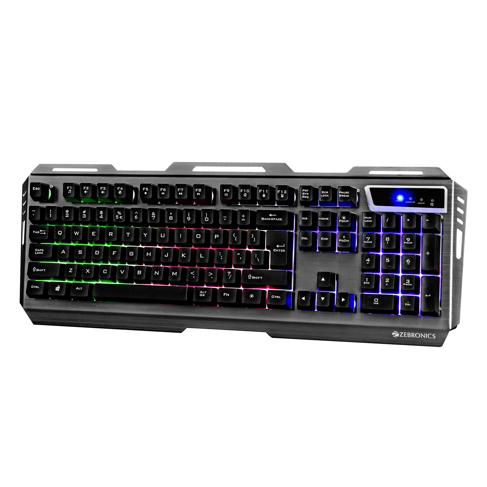 ZEBRONICS Transformer-k USB Gaming Keyboard with Multicolor LED Effect,Durable Al Body,Gold Plated USB,Braided Cable Vortex